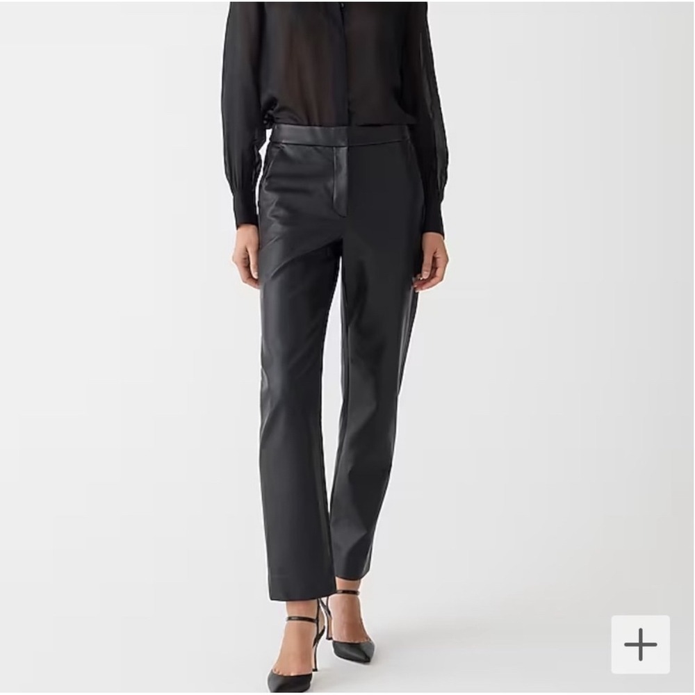 J. Crew Kate Faux Leather‎ Straight Leg Pants Black Size 2